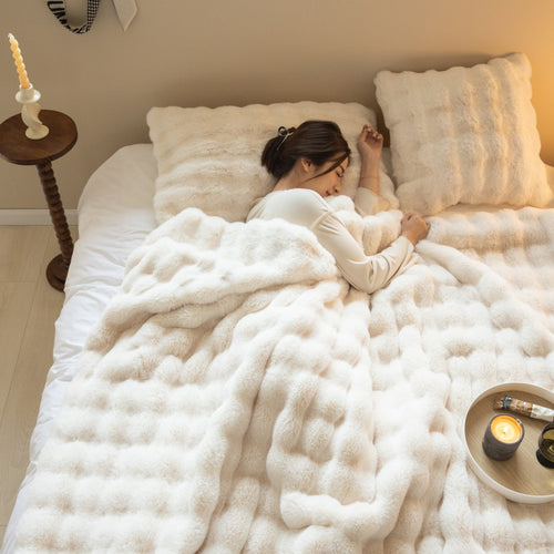 Faux Fur Rabbit Fleece Throw