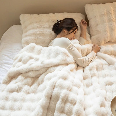 Faux Fur Rabbit Fleece Throw
