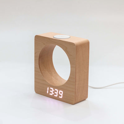 Moon LED Wooden Alarm Clock
