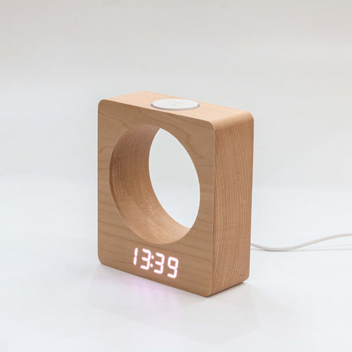 Moon LED Wooden Alarm Clock