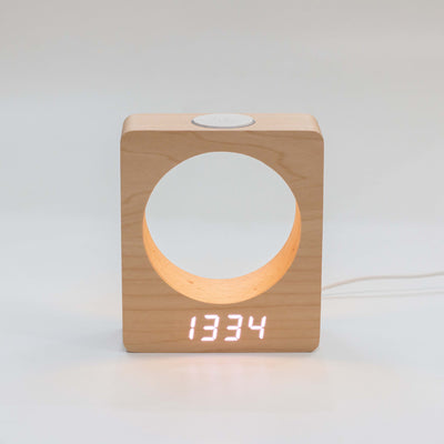 Moon LED Wooden Alarm Clock