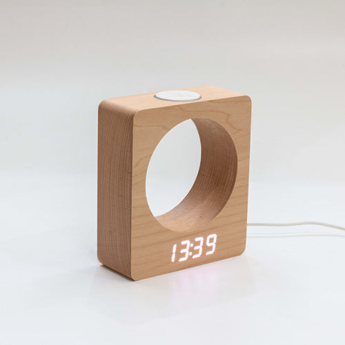 Moon LED Wooden Alarm Clock