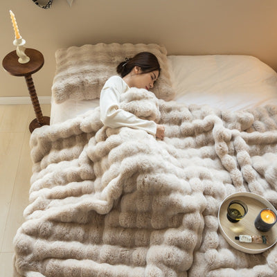 Faux Fur Rabbit Fleece Throw